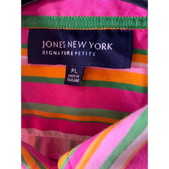 Jones New York Signature Button Up Shirt Womens Large Petite Striped Colorblock - Picture 6 of 9